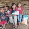 Family with gift of food