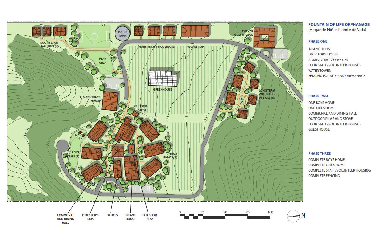 site plan of the Vida Children's Home in 3 phases